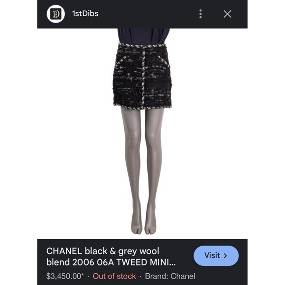 💕 CHANEL cashmere wool 2006 tweed mini skirt Fall 06A rare bouclé black pink - Picture 15 of 16